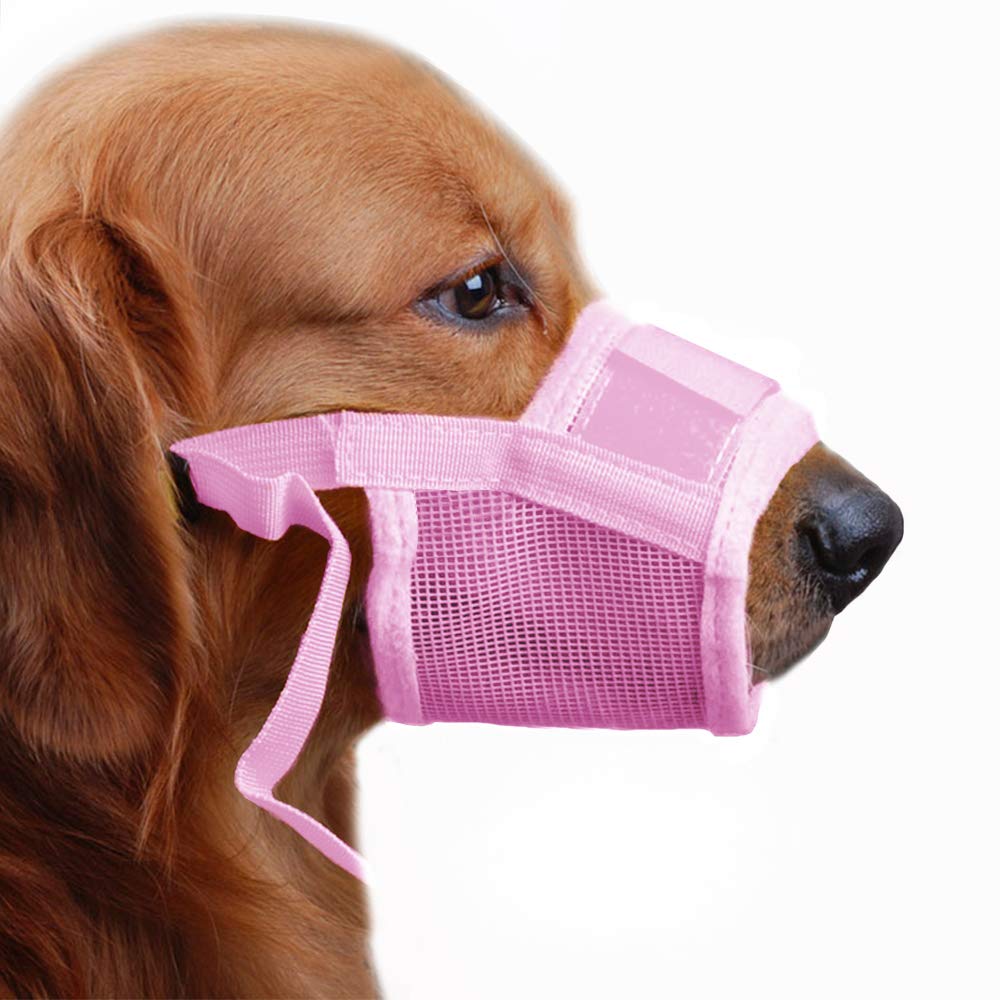 TFENG Dog Muzzle Soft Prevents Food Scavenging Avoid Harmful Self-Licking No Barking Pink XXL XXL(Snout Girth: 28-34cm) - PawsPlanet Australia