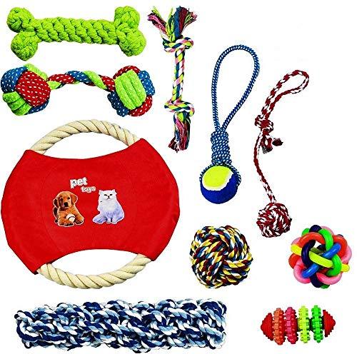 Dog/puppy Chew Toys, Puppies Toys, To Avoid Boredom and Anxiety, Durable Cotton Rubber Gift Set For Canine Tooth Training (10 Piece -Flower Color ) - PawsPlanet Australia