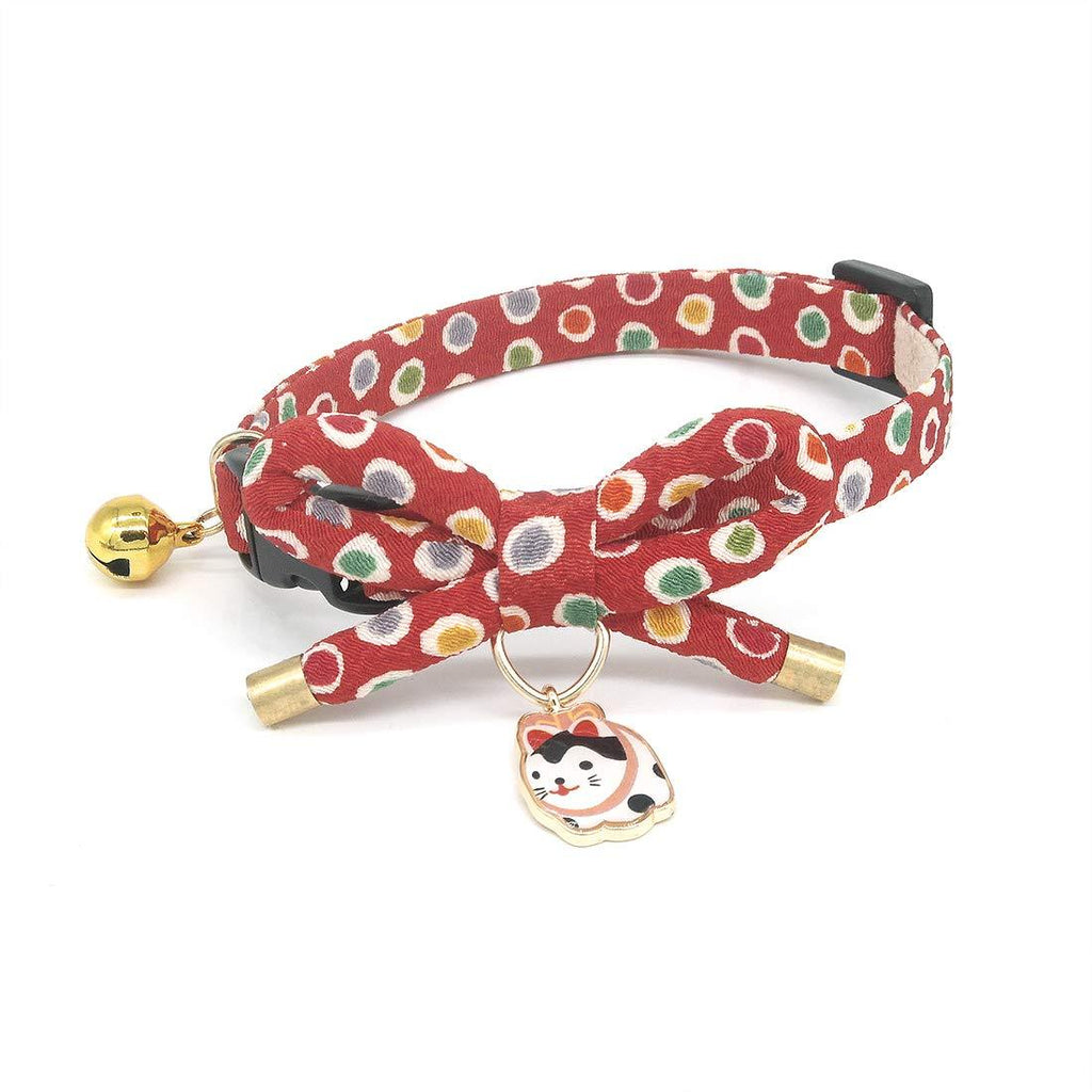[Australia] - PetSoKoo Bowtie Cat Collar with Bell. Bowknot with Cute Cat Charm. Safety Breakaway. Medium (8-12 Inches,20cm-31cm) Red 