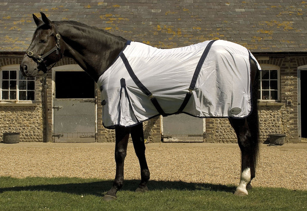 Rhinegold Fly Rug With Neck Cover White 5'0" - PawsPlanet Australia