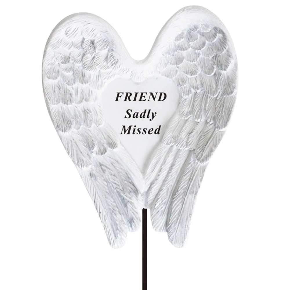 Angraves Sadly Missed Friend Angel Wings Memorial Tribute Stick Graveside Plaque - PawsPlanet Australia