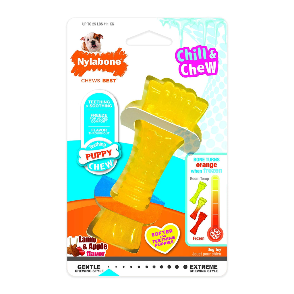 Nylabone Puppy Dog Teething Colour Change Freezer Bone Dog Chew Toy, Lamb & Apple Flavour, Small, for Puppies Up to 11 kg - PawsPlanet Australia