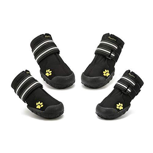 Royalcare Protective Dog Boots, Set of 4 Waterproof Dog Shoes with Wear-resistant and Rugged Anti-Slip Sole Suitable for Small Dogs - Black (Updated 3# (1.96" x2.19 )) Updated 3# (1.96" x2.27") - PawsPlanet Australia