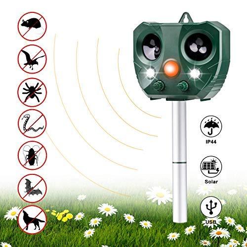 Vannico Fox Cat Repellent, Solar Battery Power Ultrasonic Animal Repeller, Outdoor Waterproof Cat Fox Dog Scarer Deterrent with 2 Speakers for Garden Yard Field Farm (AR 1) - PawsPlanet Australia