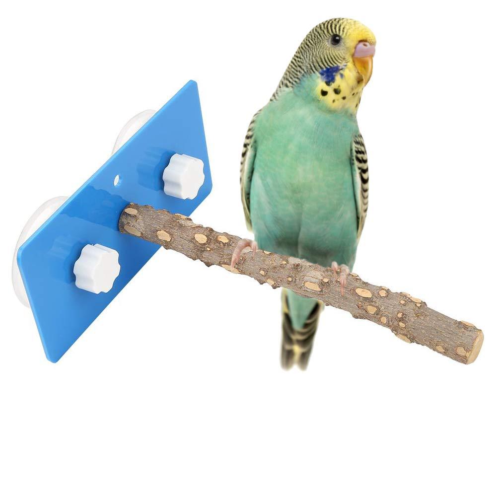 Birds Shower Perches, Wall-Mounted Wooden Standing Rack with Plastic Suction Cup for Pet Bird Parrot Macaw Cockatoo African Greys Budgies Parakeet Taking Shower Perching Toy(Fagara Wood) Fagara Wood - PawsPlanet Australia