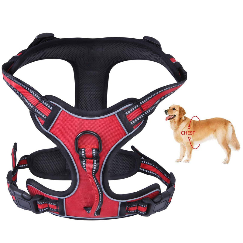 Dog Harness No Pull Padded Adjustable Front Clip Vest Harnesses for Dogs Reflective Safe Vest(l) L Red - PawsPlanet Australia