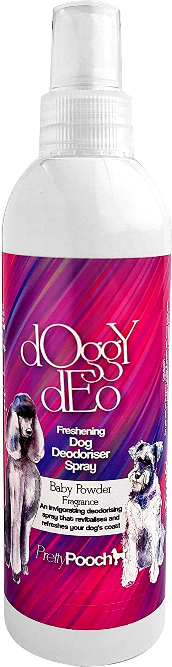 Pretty Pooch Dog Deodoriser Spray Perfume 250ml - Baby Powder - Freshening Dry Shampoo Spray for Dogs - Made in the UK - PawsPlanet Australia