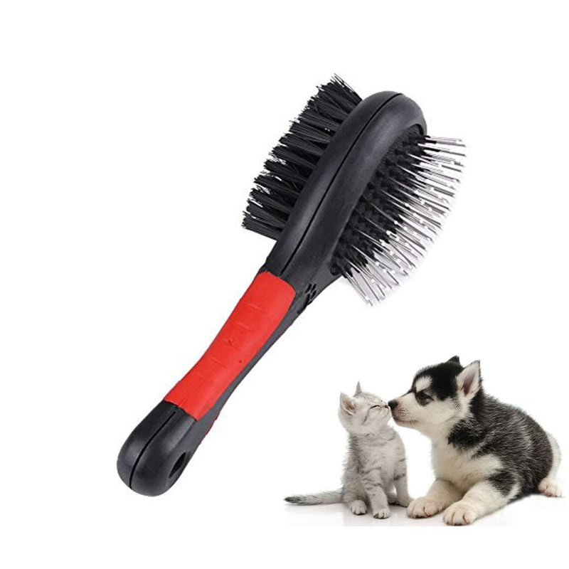 Double Sided Pet Grooming Brush - 2Sizes Soft Brush Puppy Comb Hair Shedding Removal Cleaning Brush for Dogs and Cats With Short Medium Long Hair (M) M - PawsPlanet Australia