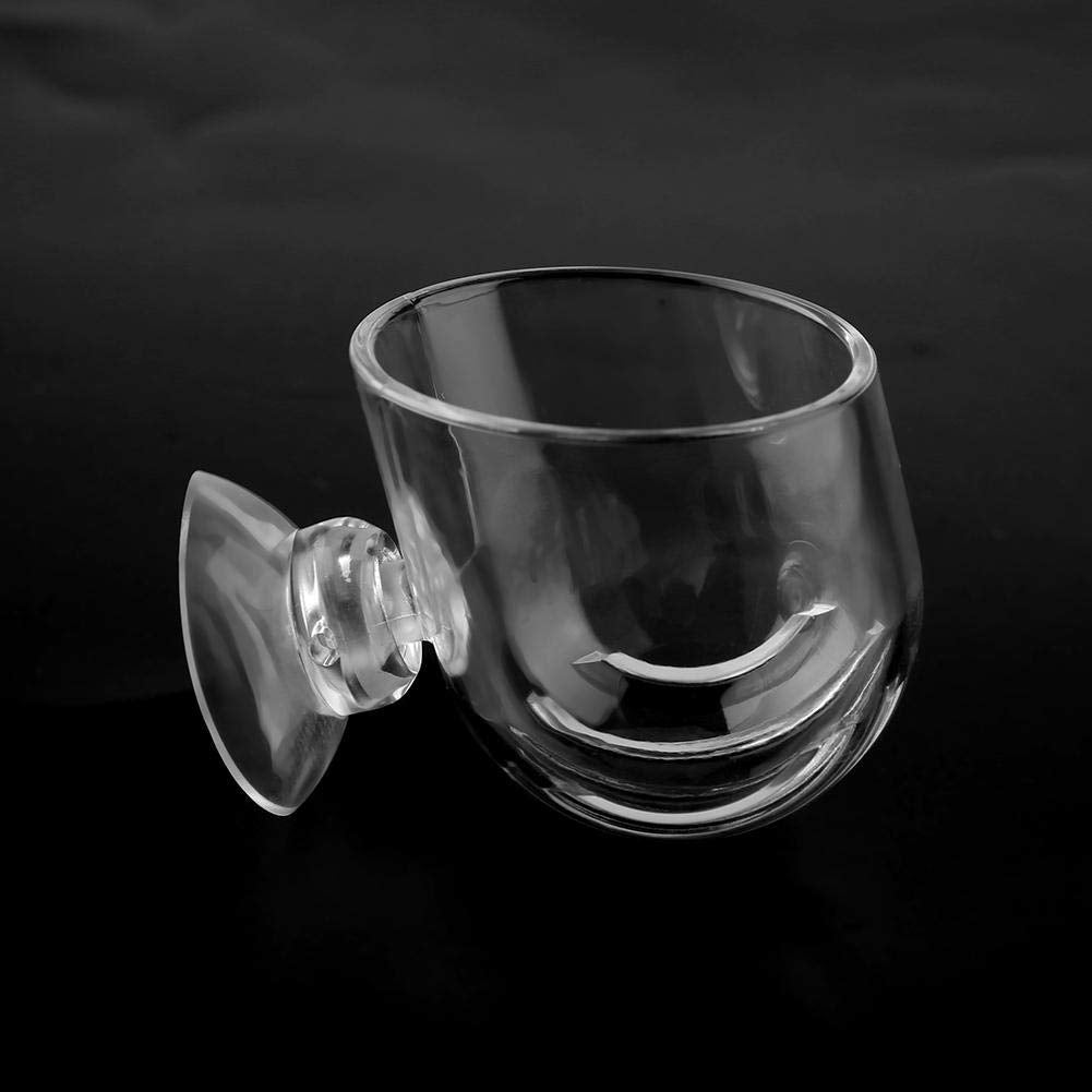 Aquarium Fish Feeder Transparent Acrylic Glass Fish Feeding Cup Detachable Durable Fish Food Container with Suction Cup - PawsPlanet Australia