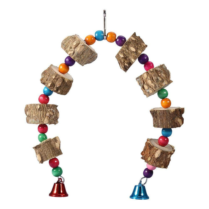 FTVOGUE Pet Parrot Toy Bite Swing Bird Wooden Colorful Beads Easy to Install Cage Chew Toy for Pet Birds Parrot Accessory - PawsPlanet Australia