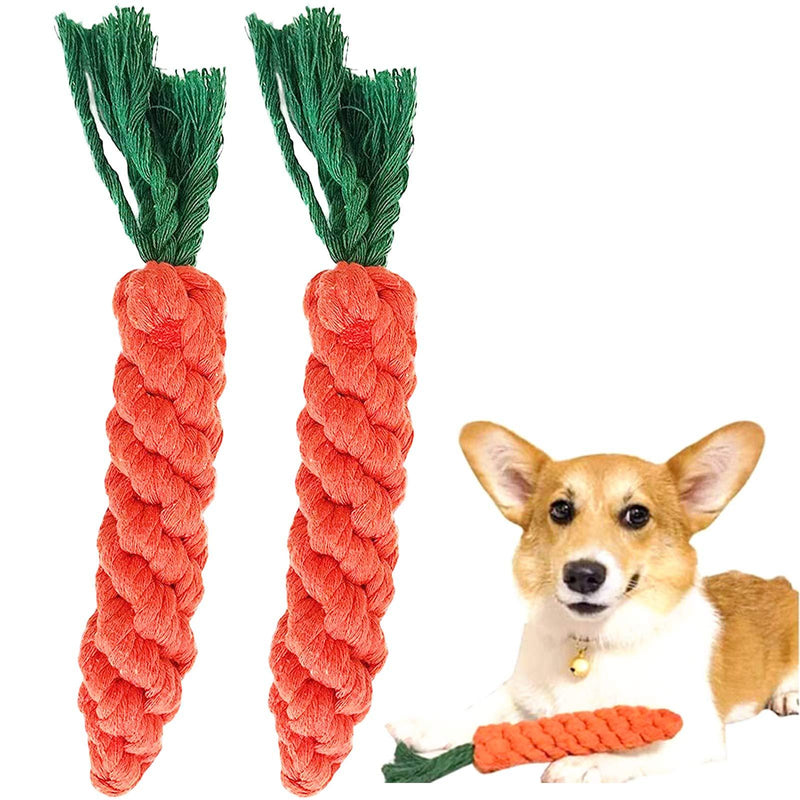 Uooker Paws Puppy Chew Toys Carrot, 2 Pack Braided Rope Dog Toy for Small Dog Teeth Cleaning - PawsPlanet Australia