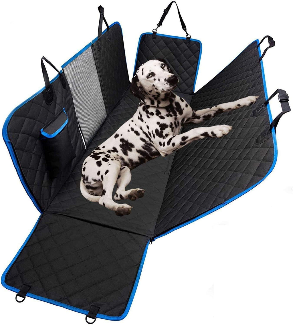 Dog Hammock for Car Back seat with Mesh Visual Window, Side Flaps with Zipper, Padded 4 Layers Waterproof Heavy Duty Dog Hammock with Storage Bag, Scratch Proof Nonslip Pet Car Seat Cover (Blue) Blue - PawsPlanet Australia