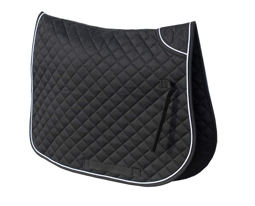 Rhinegold Twin Bound Saddle Cloth Black Cob - PawsPlanet Australia