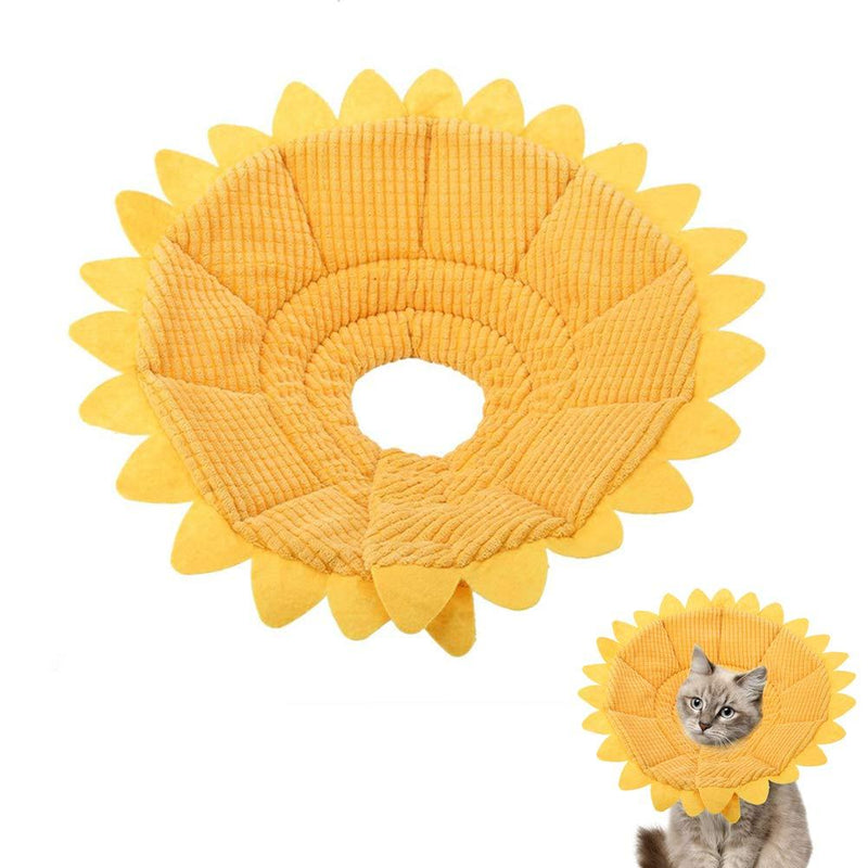 Smandy Pet Recovery E-Collar Adjustable Cotton Sunflower Elizabeth Collar Neck Cone Recovery Cone Collar Pet Protective Collar for Dog and Cat(23-26cm) 23-26cm - PawsPlanet Australia