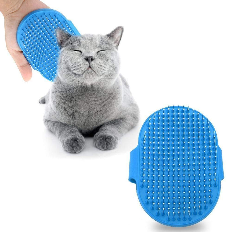 Silicone Pet Brush Pet Massage Bath Shampoo Brush Dogs Cats Cleaning Massage Comb Round Head Teeth Grooming Brushes for Long & Short Hair(Blue) Blue - PawsPlanet Australia