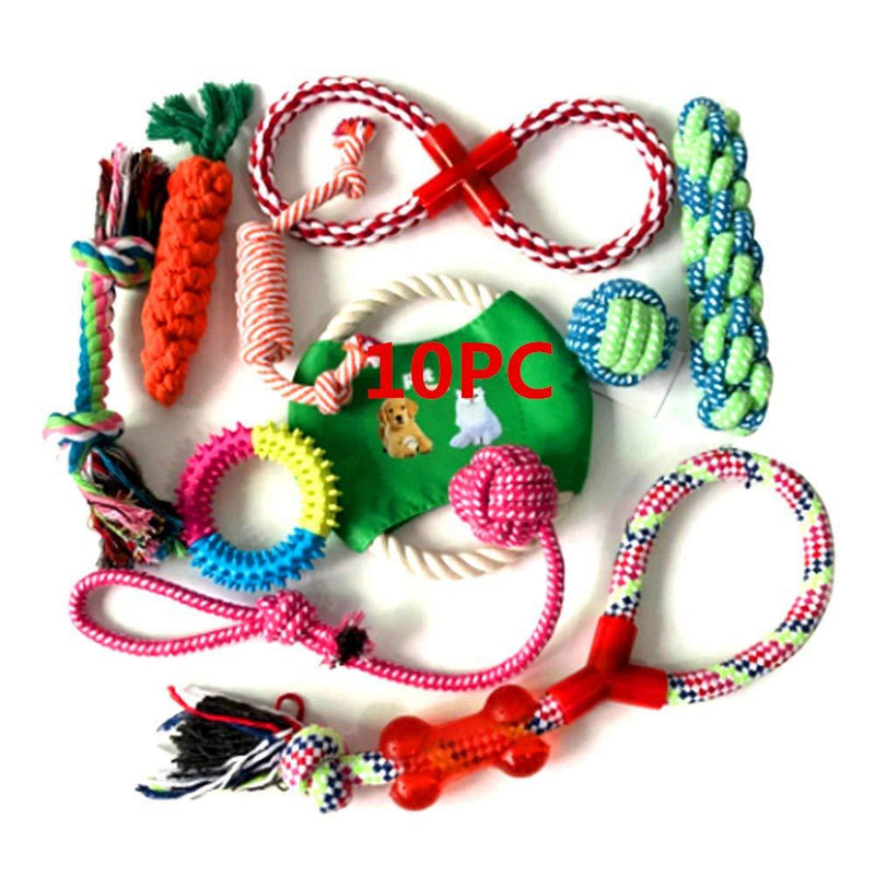 Nifogo Dog Rope Chew Toys Gift Set for Boredom,Rope Ball Dog Toy Indestructible For Medium To Small Dog,Interactive Chew Tiring Puppy Toys Teething (10PC) - PawsPlanet Australia