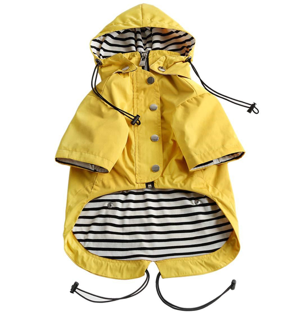 Morezi Dog Zip Up Dog Raincoat with Reflective Buttons, Rain/Water Resistant, Adjustable Drawstring, Removable Hood, Stylish Premium Dog Raincoats - Size XS to XXL Available - Yellow - XXL - PawsPlanet Australia