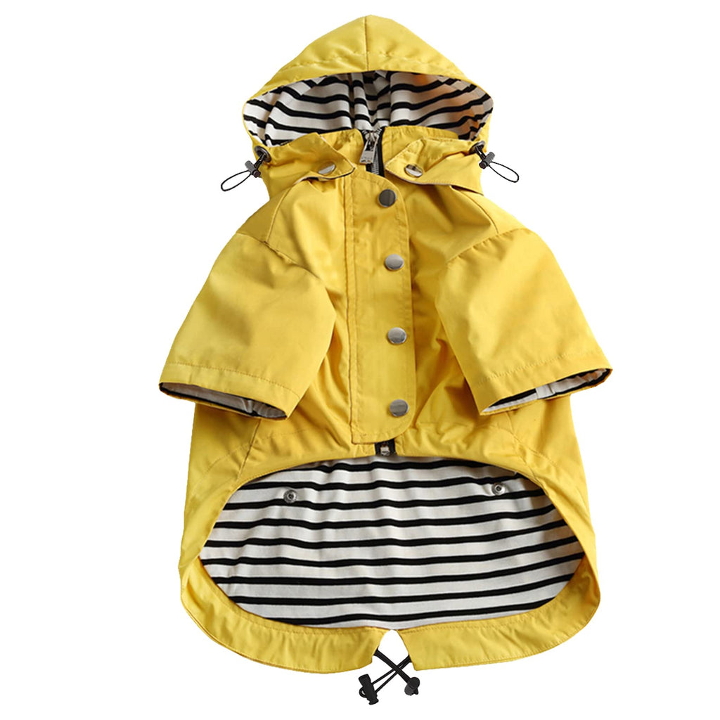 Morezi Dog Zip Up Dog Raincoat with Reflective Buttons, Rain/Water Resistant, Adjustable Drawstring, Removable Hood, Stylish Premium Dog Raincoats - Size XS to XXL Available - Yellow - XS XS (Pack of 1) - PawsPlanet Australia