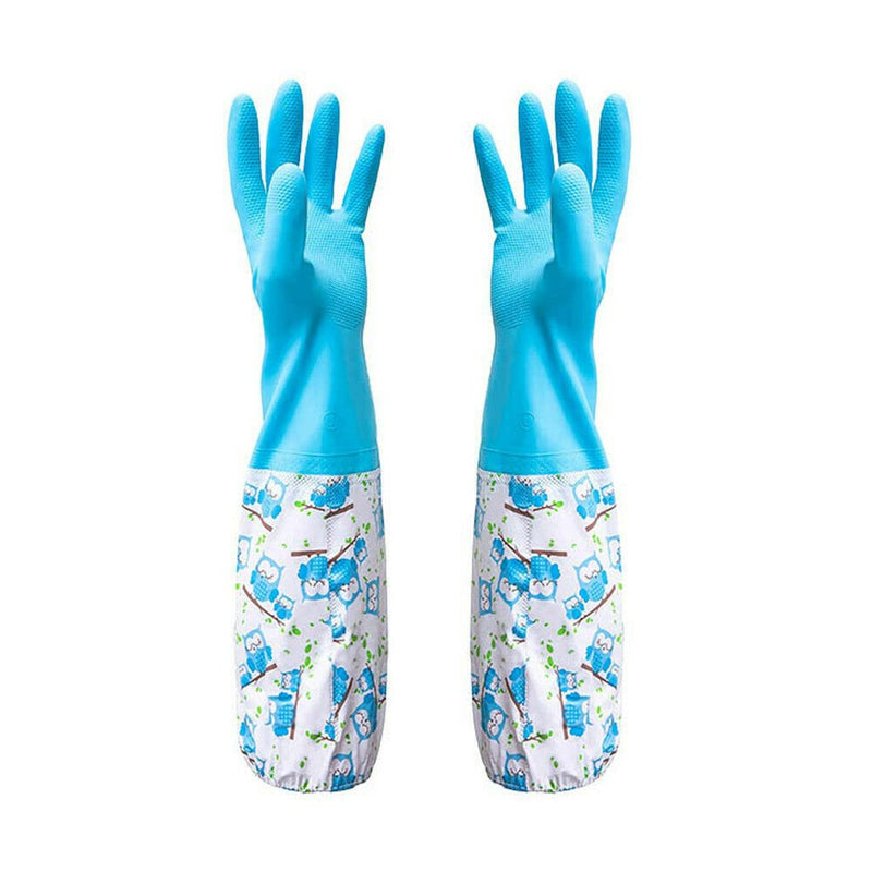 TRIXES Long Rubber Pond and Drain Gloves  Household & Garden Chores, Gardening, Weeding, Washing, Cleaning & Dishwashing  Extra Protection for Sleeves - Heavy Duty, Waterproof and Lined for Warmth Blue - PawsPlanet Australia