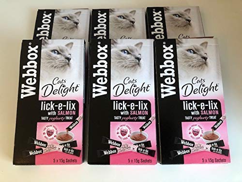 Webbox Lick-e-Lix Yoghurty treat with Salmon 5 x 15g Sachets (Pack of 6) - PawsPlanet Australia