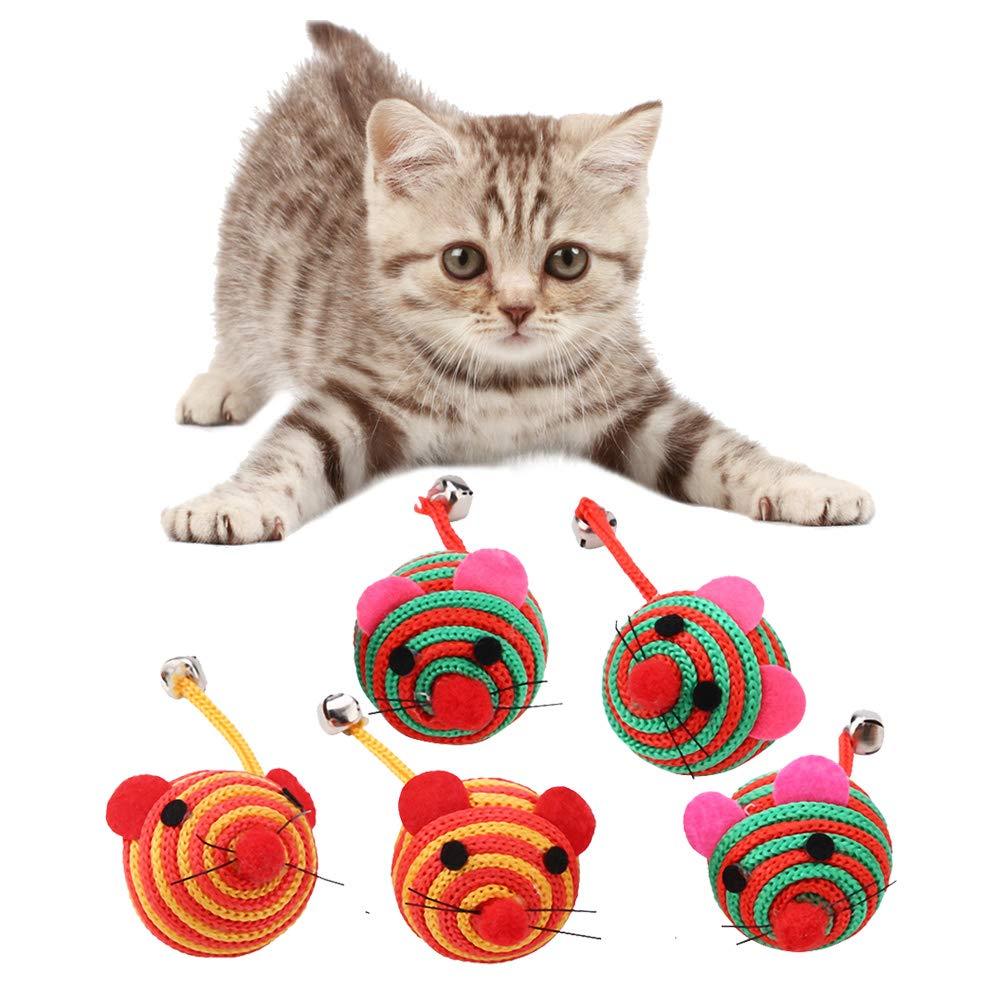 Smandy 5Pcs Cat Catnip Toys Cat Chew Training Fun Playing Toy Ball Interactive Play Toy Catnip Chew Mice Cute Rat Ball Toy - PawsPlanet Australia