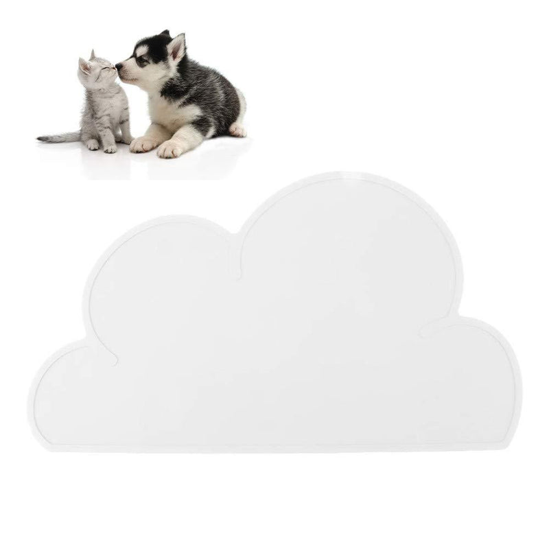 Feeding Mats, Cloud Shaped Silicone Food Water Feeding Dish Bowl Placemat for Pet Dog Puppy(White) White - PawsPlanet Australia
