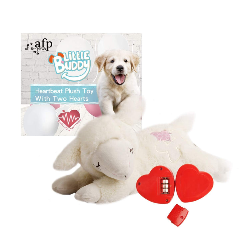 ALL FOR PAWS AFP Snuggle Sheep Pet Behavioral Aid Toy Plush Toy (TWO HEARTBEAT, White) - PawsPlanet Australia