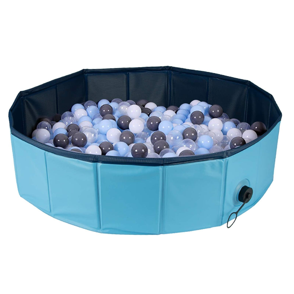Round Kids Ball Pit Pool for Baby Toddler 80X20cm, Foldable Pool Pet Bath Swimming Tub for Dogs Cats Kids Indoor & Outdoor (Balls Not Included) M-blue - PawsPlanet Australia