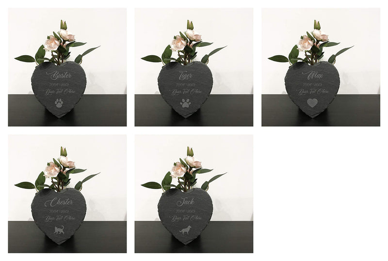 Active Window Films Personalised Engraved Slate Pet Memorial A Stone Heart, Grave Marker Plaque - PawsPlanet Australia