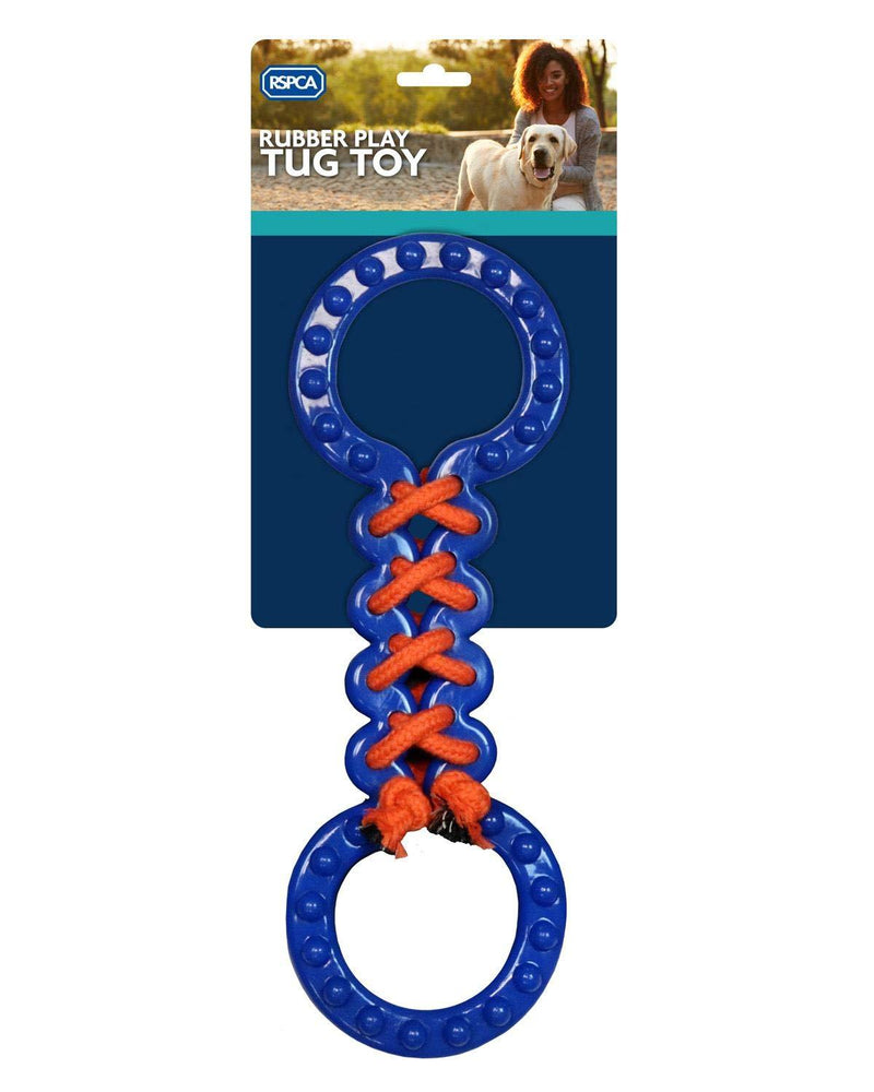 RSPCA rubber play dog tug toy blue pet puppy fun activity games play rope Blue Tug Toy - PawsPlanet Australia