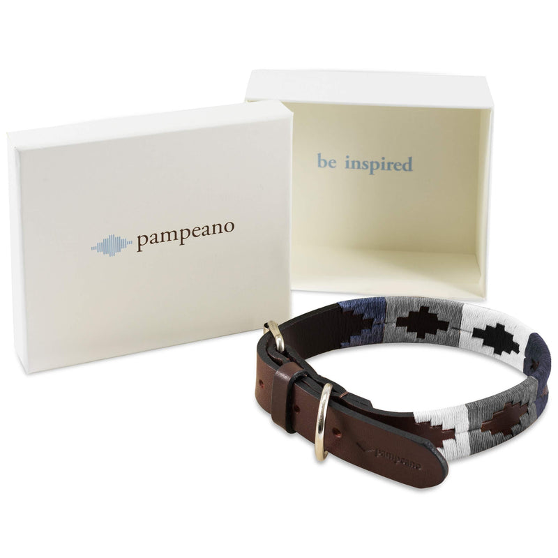 Roca Premium Argentine Leather Handcrafted Polo Dog Collar - Gift Boxed by pampeano | Collars for all Breeds | 1.5cm Wide, Top Grain Brown Leather Stainless Steel Buckle S/ 45cm - PawsPlanet Australia