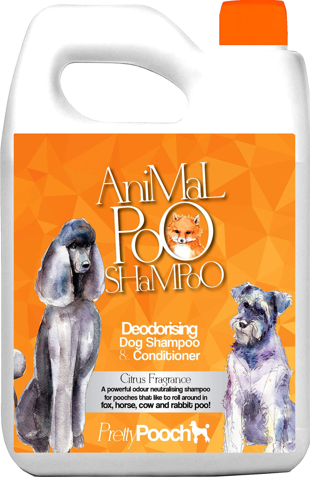 Pretty Pooch Fox Poo Dog Shampoo & Conditioner for Smelly Dogs - 2 Litres (Citrus Fragrance) - Sensitive Deodorising Dog Shampoo - Eliminates Fox Poo & Other Odours - PawsPlanet Australia