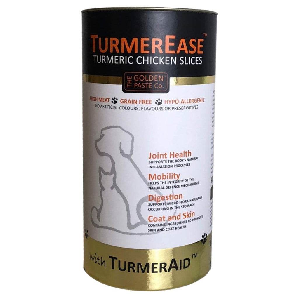 The Golden Paste Company TurmerEase Chicken Slices Dog & Cat Joint Health, Mobility & Digestion Supplement Treat with Tumeric, Linseed & Yucca - 300g - PawsPlanet Australia