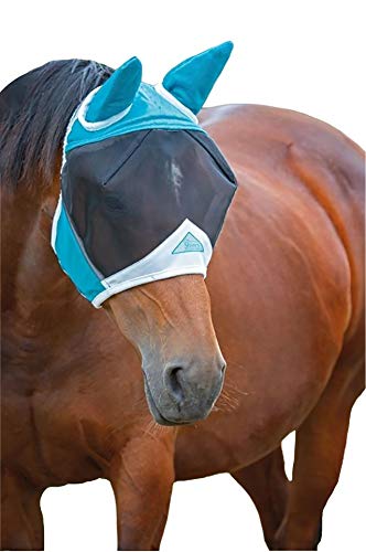 Shires Fine Mesh Fly Mask With Ears - Teal Small Pony - PawsPlanet Australia