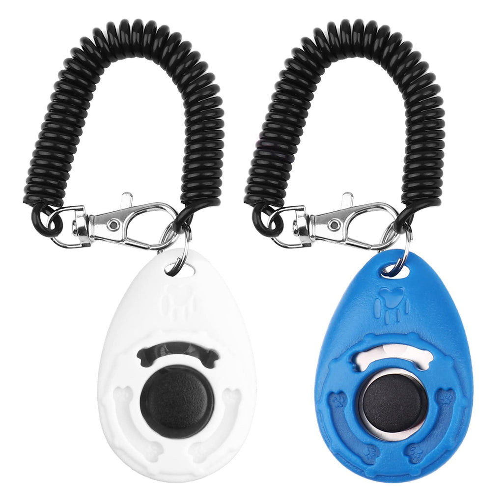 OYEFLY Dog Clicker [2 Pieces, Multi-Color] Training Clicker with Carry Strap for Dog, Cat, Horse (Blue and White) - PawsPlanet Australia