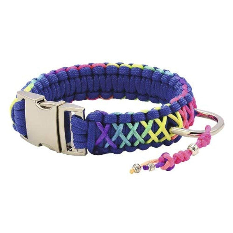 Croci Silver Twine Rainbow Braided Collar with Silver Charm, 30 cm - PawsPlanet Australia