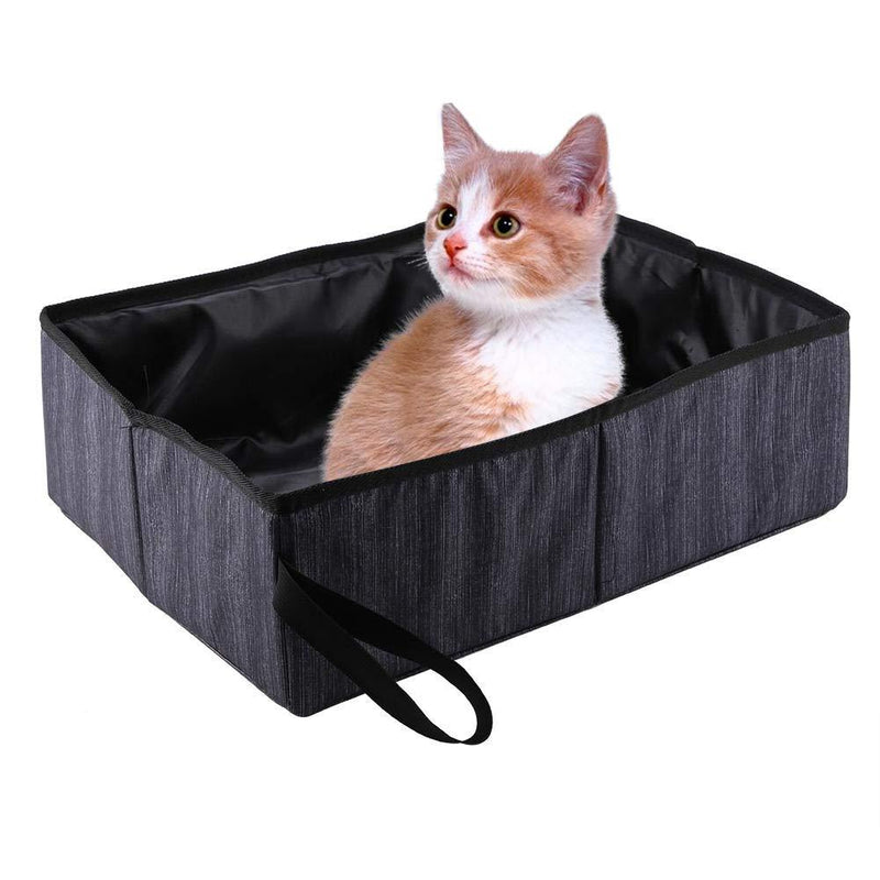 Foldable Cat Litter Box Portable Waterproof Pet Litter Boxes Cat Litter Tray Ketty Litter Pan for Home Outdoor Travel Camping Home Use (Black) Black - PawsPlanet Australia