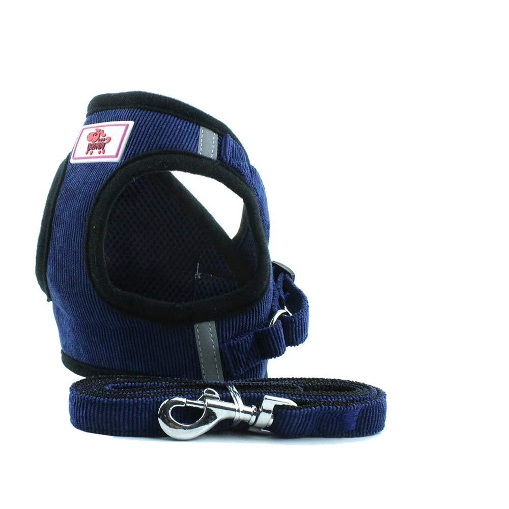 Soft Mesh No Pull Dog/Cat Harness and Lead Set for Walking, Escape Proof Dog Vest Harnesses for Puppy Small Animals/Cats, Easy Fit Dog Collar (Extra Small, Corduroy-Navy) X-Small Navy - PawsPlanet Australia