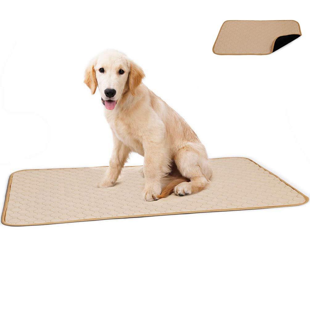 Washable Large Pee Pads for Dogs, 4 Layers Waterproof/Soft/Super Absorbing/Anti-Slip Machine Washable Dog Training Puppy Wee Whelping Pad for Home Apartment Crate Travel 100x67cm, Beige (1 Pack) 1 Pack - PawsPlanet Australia