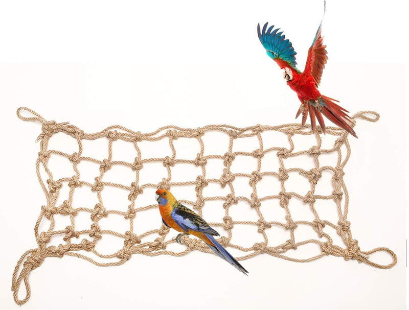Morezi Parrot Bird Climbing Net Cotton Rope Cage Wood Hemp Rope Ladder Toy Play Gym Hanging Swing Net Parrot Perch Hammock Toy Decor for all kinds of parrot - PawsPlanet Australia