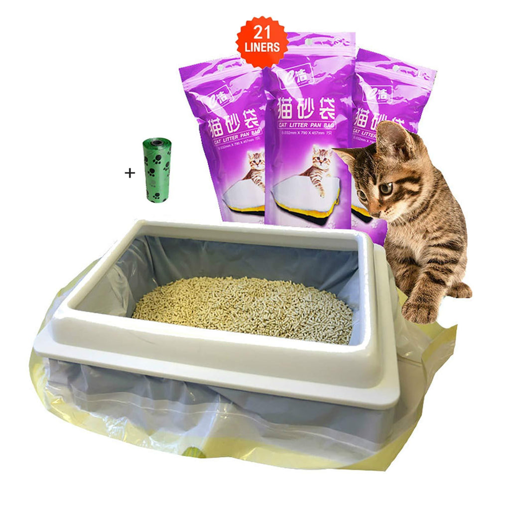 moliwen Cat Litter Tray Liners with Drawstrings Bags 3 Pack (21 bags), 91.5 × 45.7 cm for Medium and Large Litter Box, Get Extra 1 Roll (15 Bags) of Pet Garbage Bag - PawsPlanet Australia