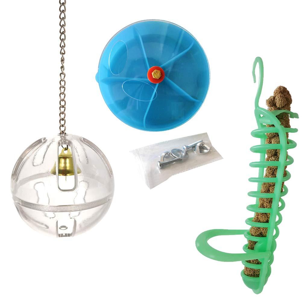 POPETPOP 3pcs Parrot toy creative foraging systems foraging ball and bird foraging toy seed food ball rotate wheel - PawsPlanet Australia