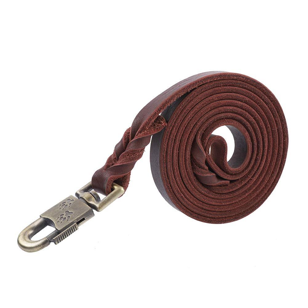 Pssopp Leather Dog Leash Soft Braided Dog Training Leash Strap Handmade Heavy Duty Pet Training and Walking Lead Rope for Large Medium Dogs - PawsPlanet Australia