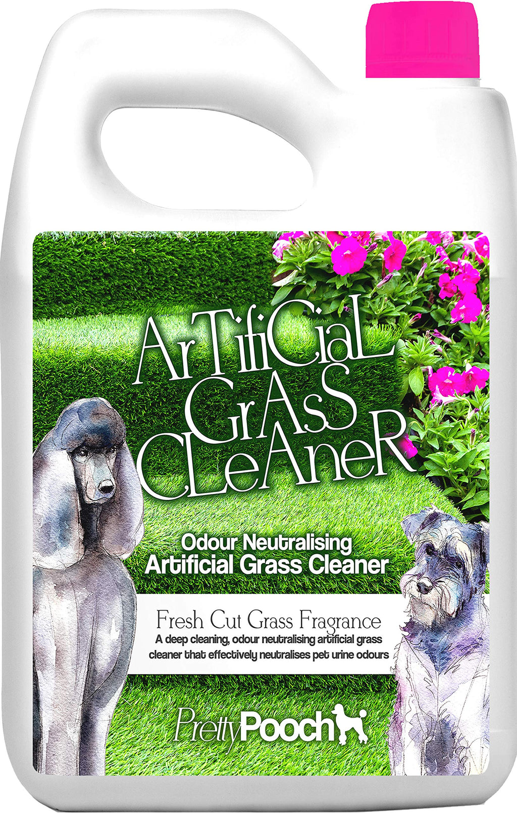 Pretty Pooch Artificial Grass Disinfectant Cleaner for Dogs (Fresh Cut Grass, 5 Litres) - Destroys Urine Odours & Deeply Cleans All Artificial Grass - Makes 15 Litres - Fresh Cut Grass Fragrance - PawsPlanet Australia