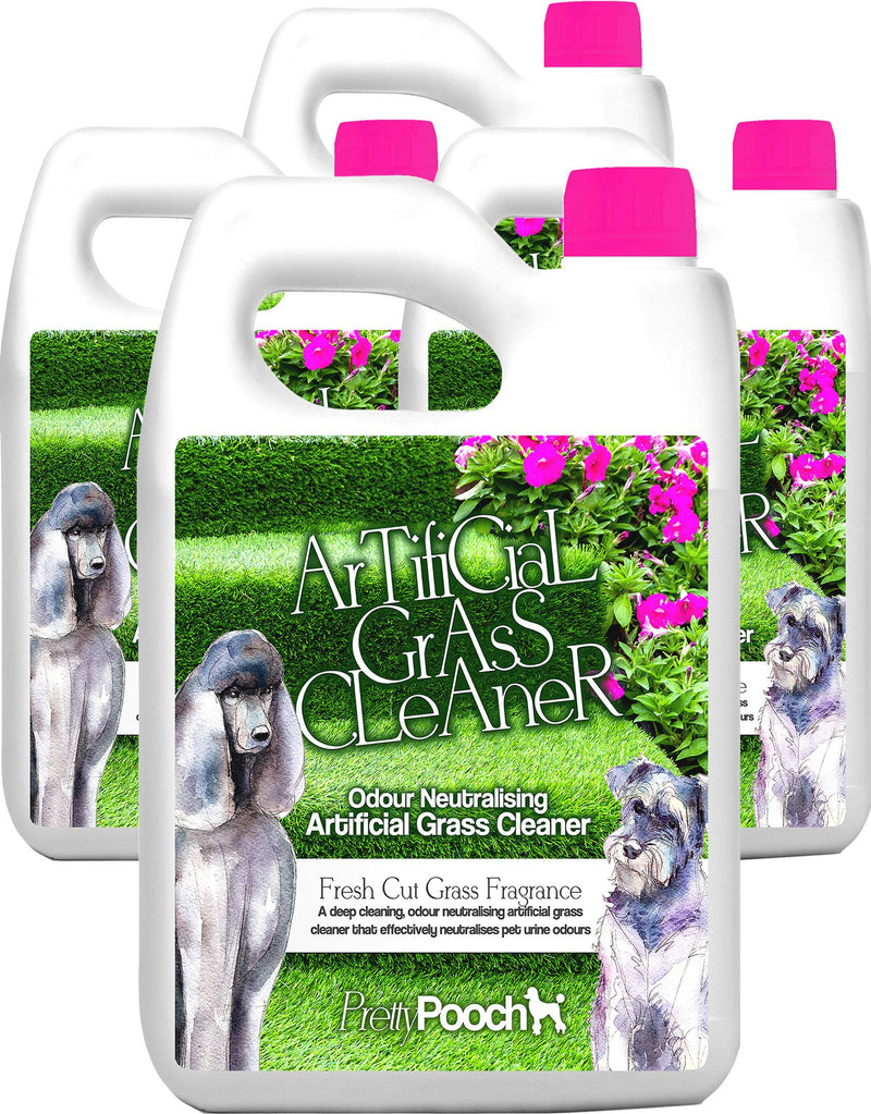 Pretty Pooch Artificial Grass Cleaner For Dogs (10:1 Super Concentrate Makes 10 Litres) Disinfectant and Deodoriser - 1 Litre (Fresh Cut Grass, 4 x 5L) Fresh Cut Grass, 4 x 5L - PawsPlanet Australia