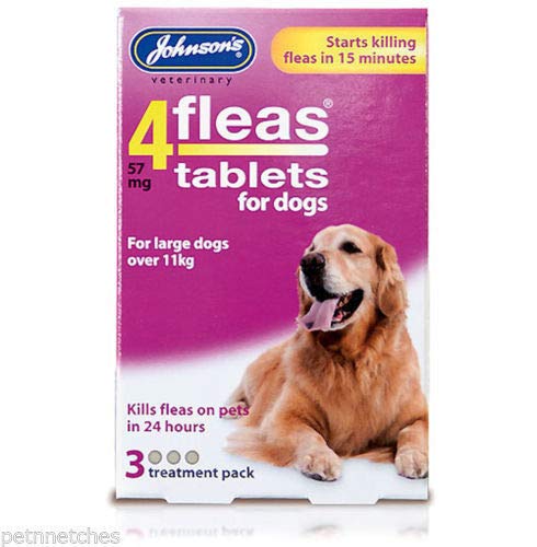 John-sons 4 Fleas Tablets for Large & Small Dogs - Dog Flea Tablets (Large Dog 1-11kg 3 Tab) - PawsPlanet Australia