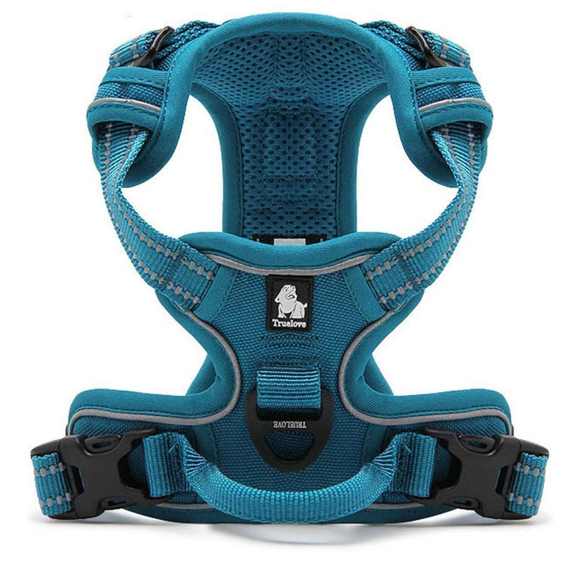 Tineer Reflective Nylon Large pet Dog Harness 3M Reflective Vest with Handle All Weather Dog Service Padded Adjustable Safety Vehicular leads for Dogs Pet (S, Sky Blue) S - PawsPlanet Australia