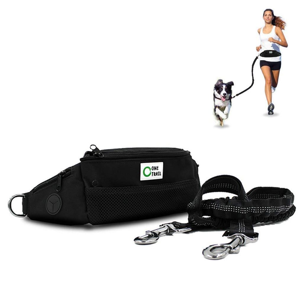 One Trail Hands Free Dog Lead | Durable Bungee Leash With No-Bounce Pack (Large Dog, Black) Large Dog - PawsPlanet Australia