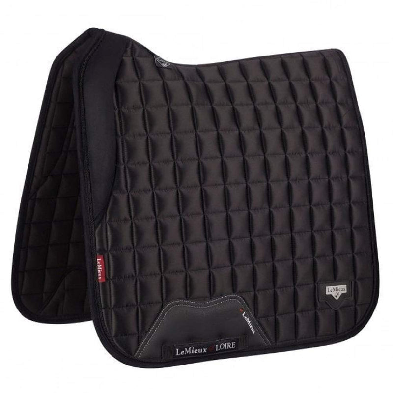 LeMieux Loire Memory Satin Dressage Saddle Pad - Square - Bamboo Lining with Friction Free Binding and Girth Protection - Large L Black - PawsPlanet Australia