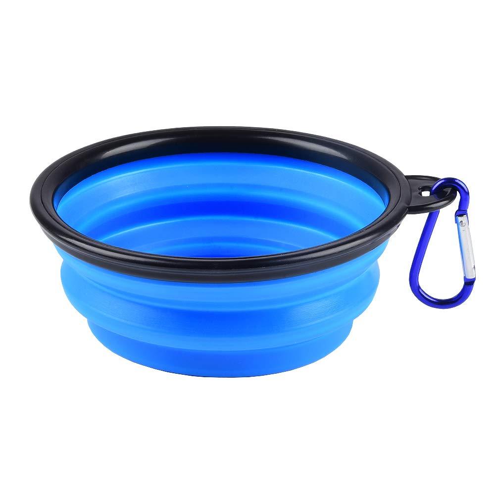 ZUOFENG Collapsible Travel Silicone Dog Cat Bowl Portable Pet Food Water Bowl, Feeding trough Portable Drinking Water Drinker with Water Hook, Easy to Carry, Save Space.（1 pcs） (s-blue) blue - PawsPlanet Australia